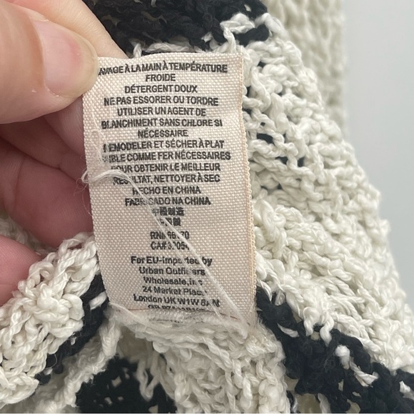 FREE PEOPLE Black and Cream Striped Greenwich Village Sweater - Picture 9 of 10